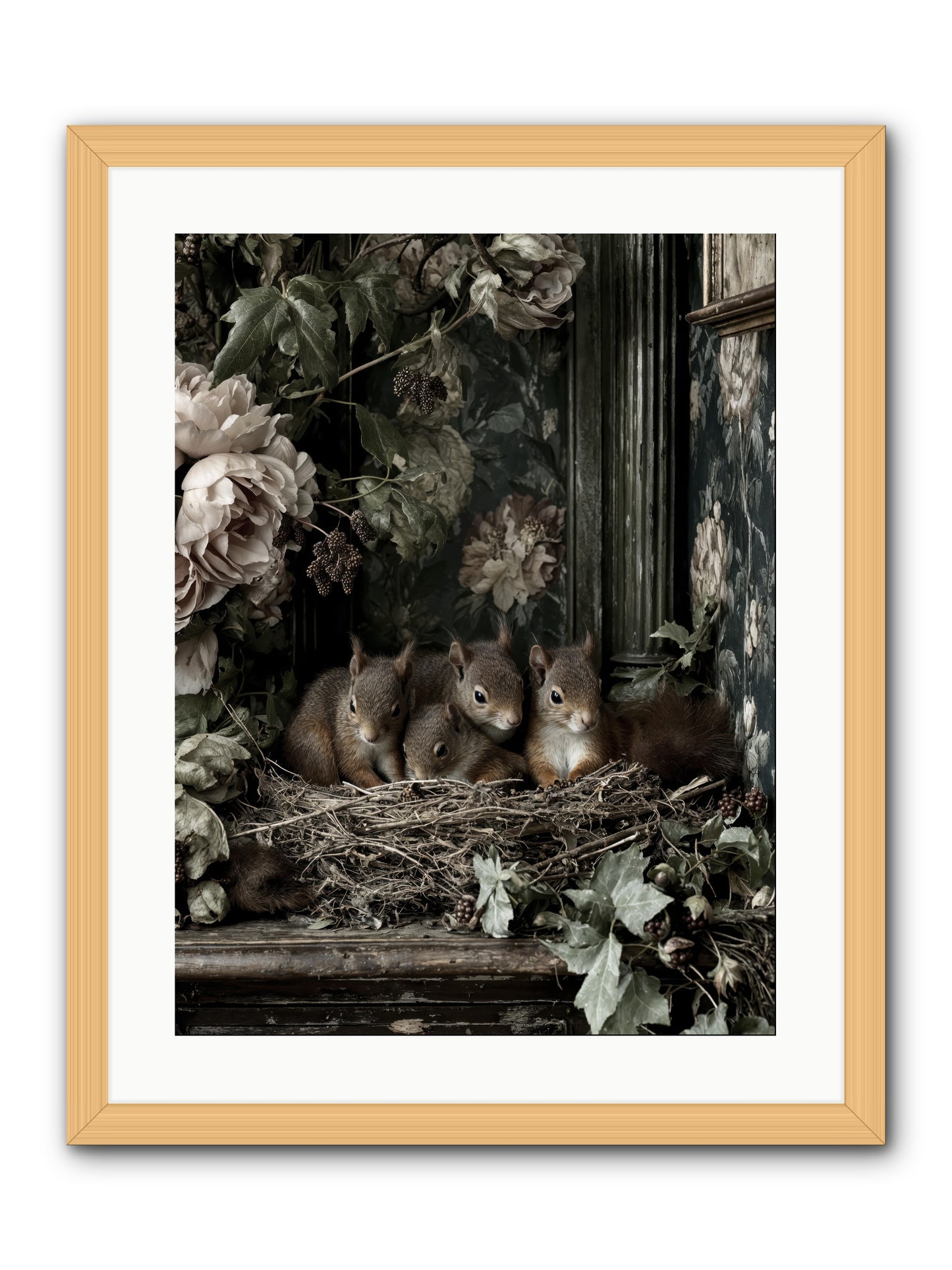 Love's chosen moment -- Framed Print - Natural 18x24