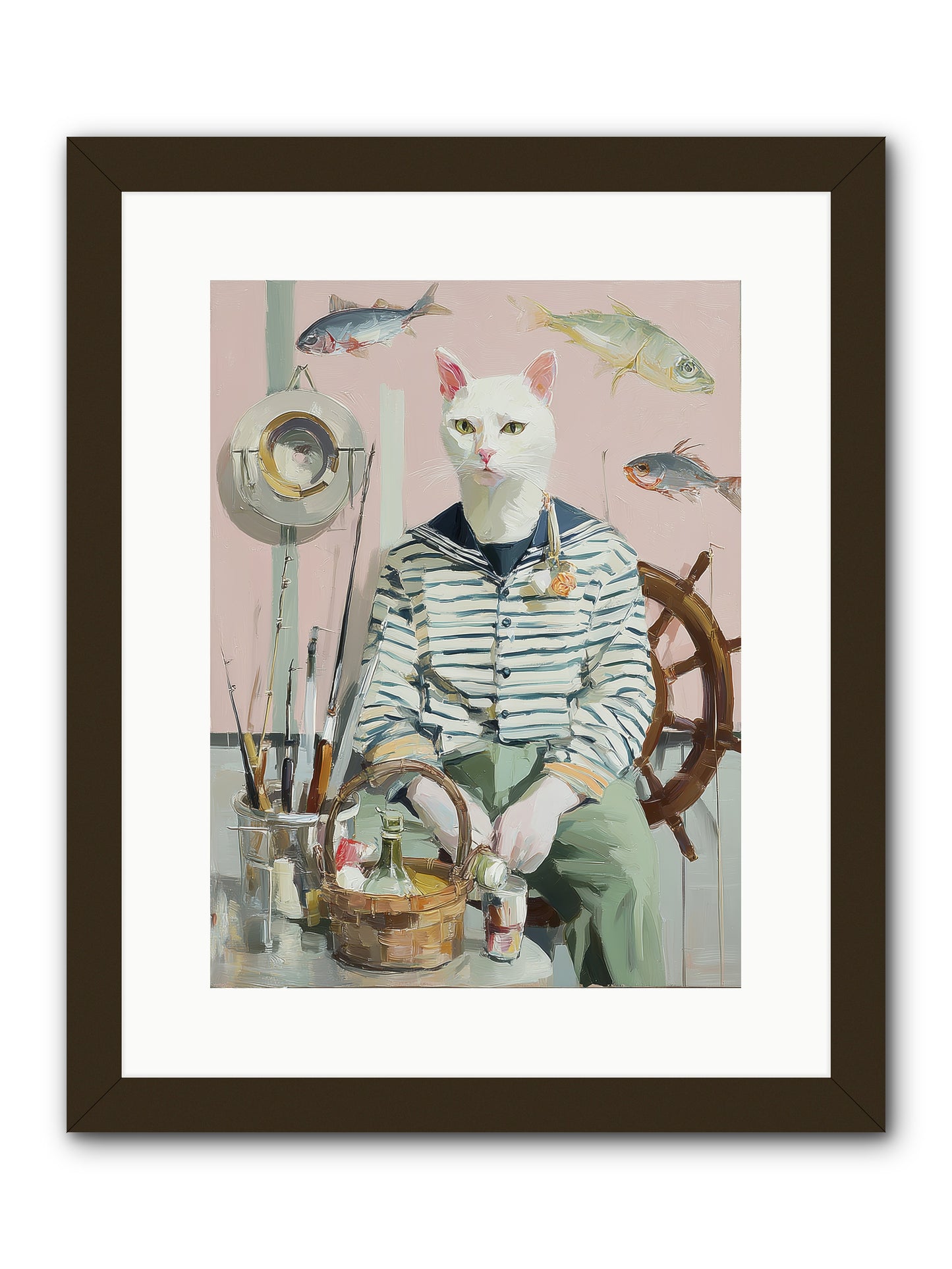 Maritime Meow -- Framed Print - Black 12x16