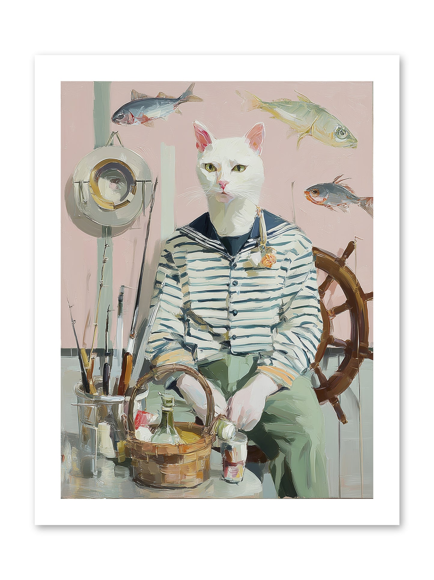 Maritime Meow -- Loose Canvas Print 12x16