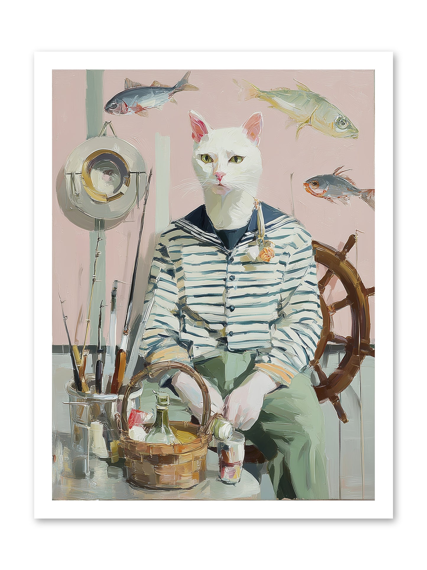 Maritime Meow -- Loose Canvas Print 18x24