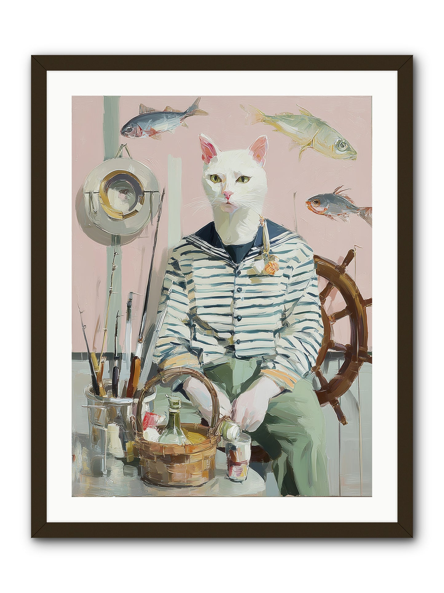 Maritime Meow -- Framed Print - Black 24x32
