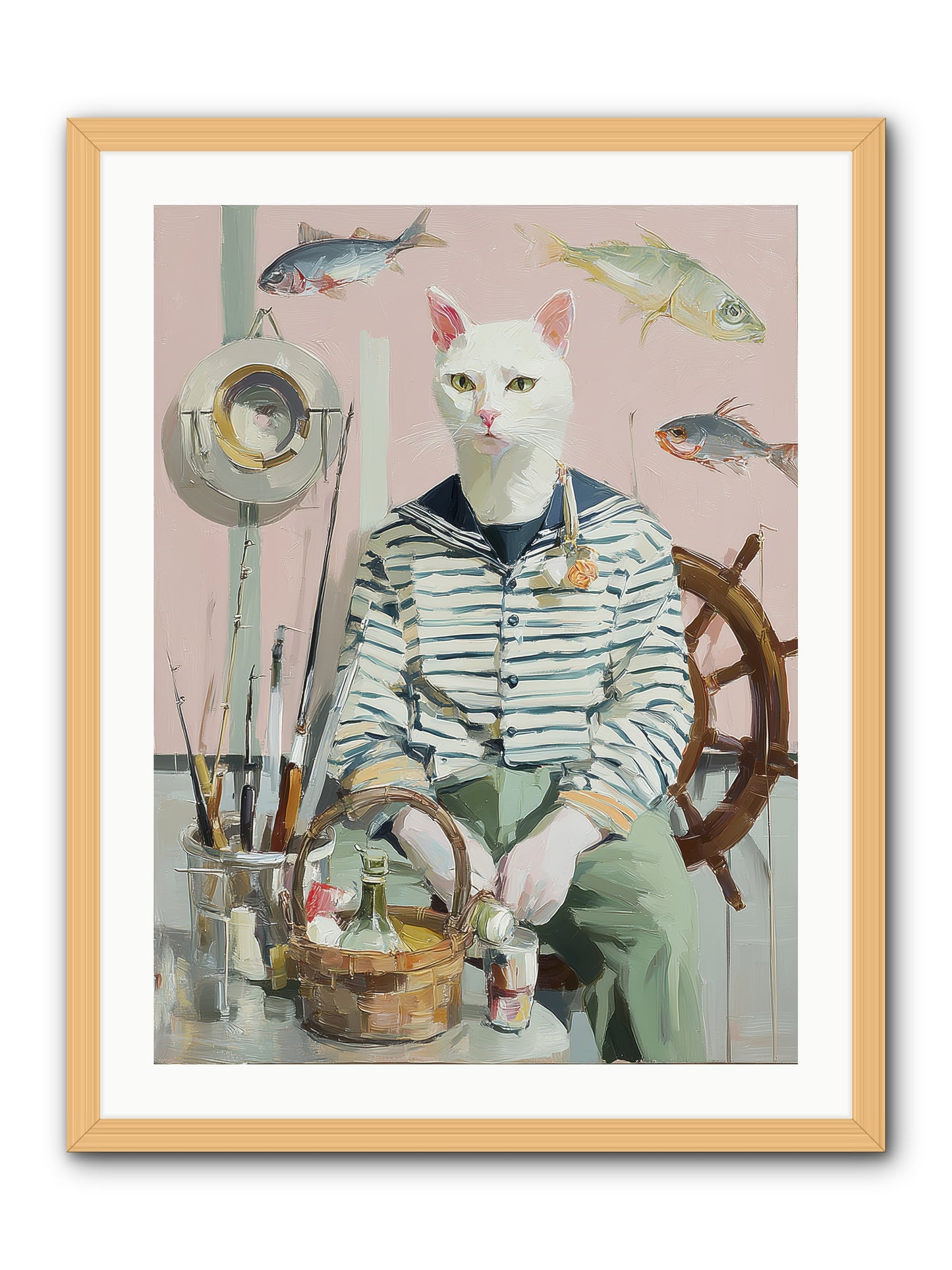Maritime Meow -- Framed Print - Natural 24x32