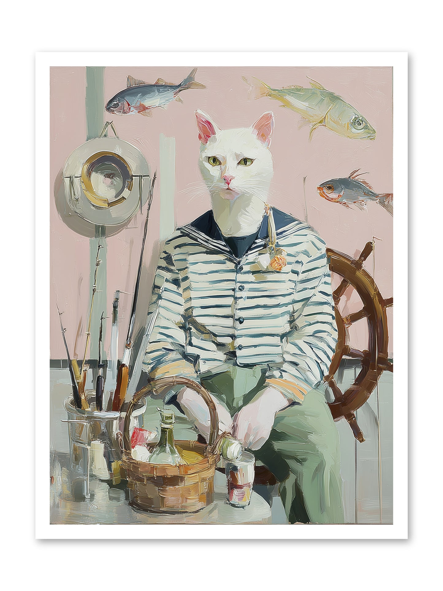 Maritime Meow -- Loose Canvas Print 24x32