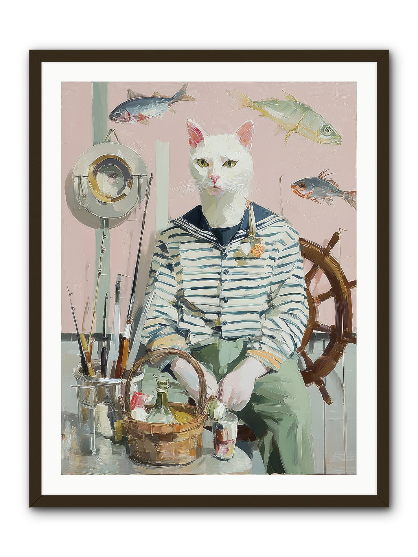 Maritime Meow -- Framed Print - Black 30x40