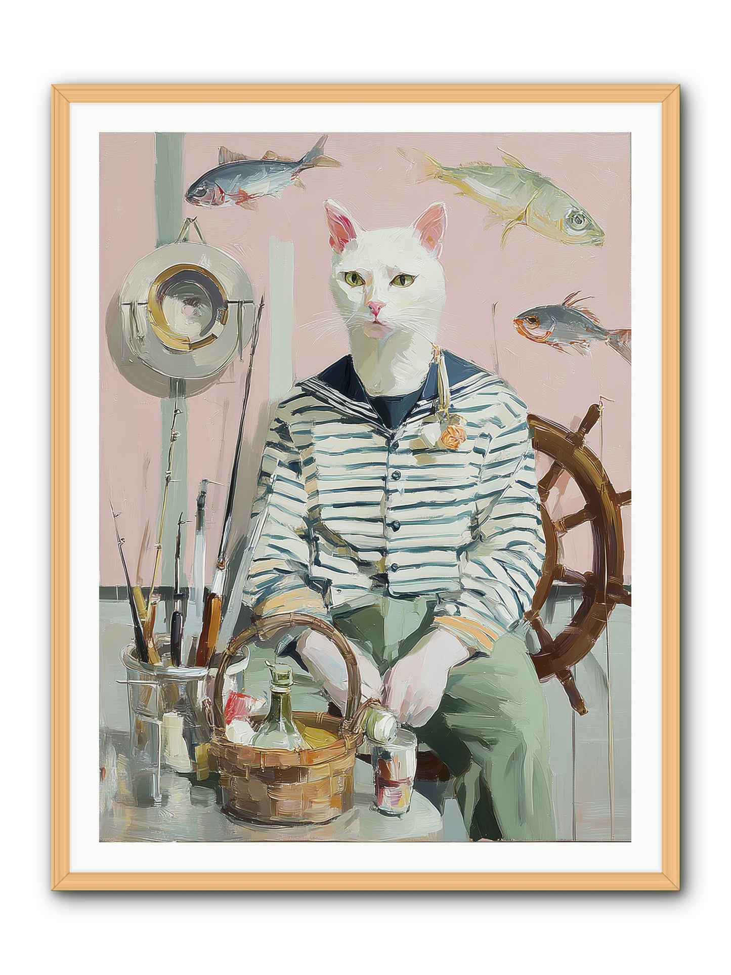 Maritime Meow -- Framed Print - Natural 36x48