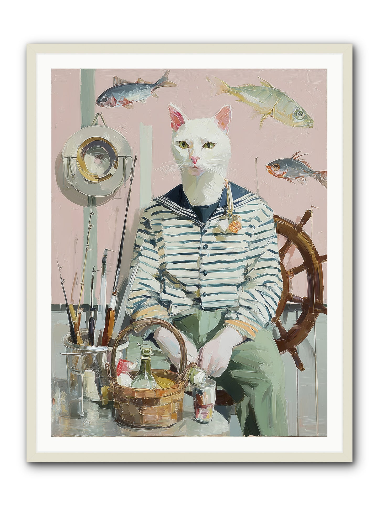 Maritime Meow -- Framed Print - White 36x48