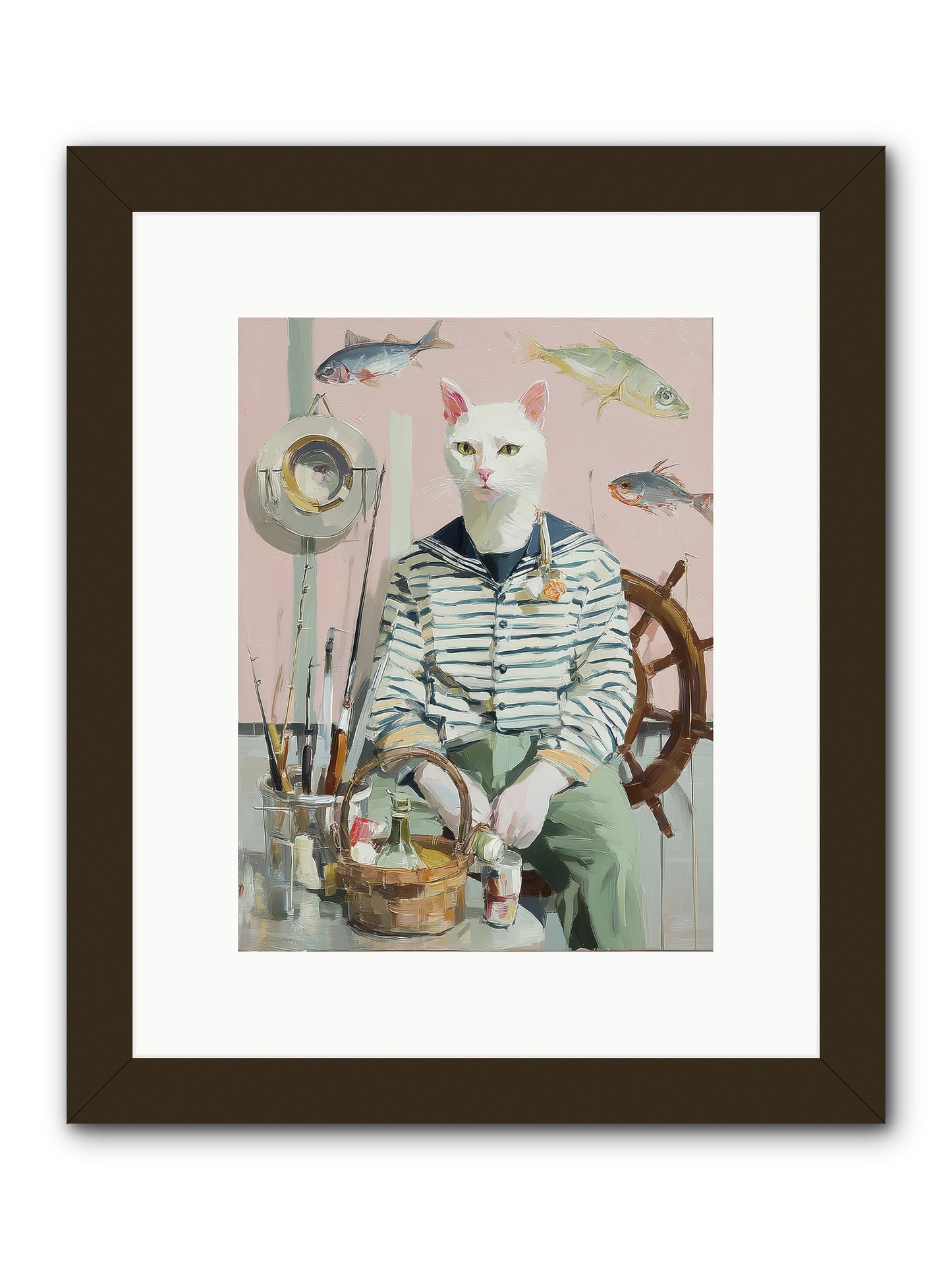 Maritime Meow -- Framed Print - Black 9x12