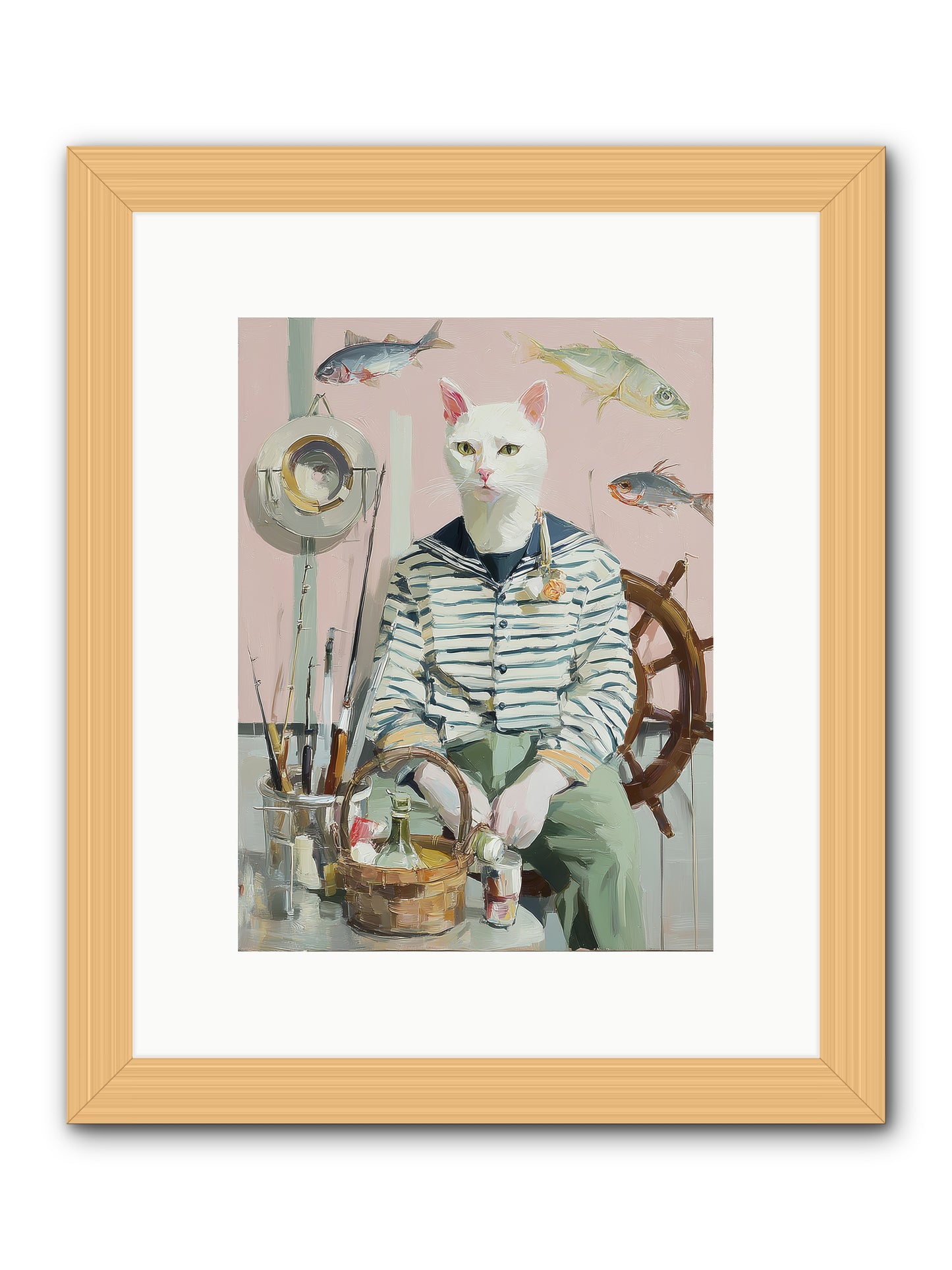 Maritime Meow -- Framed Print - Natural 9x12