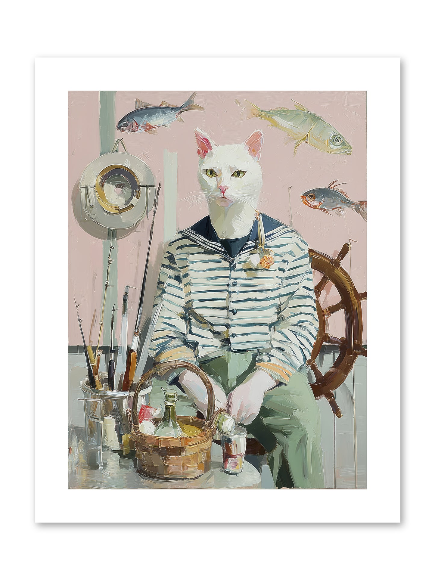 Maritime Meow -- Loose Canvas Print 9x12