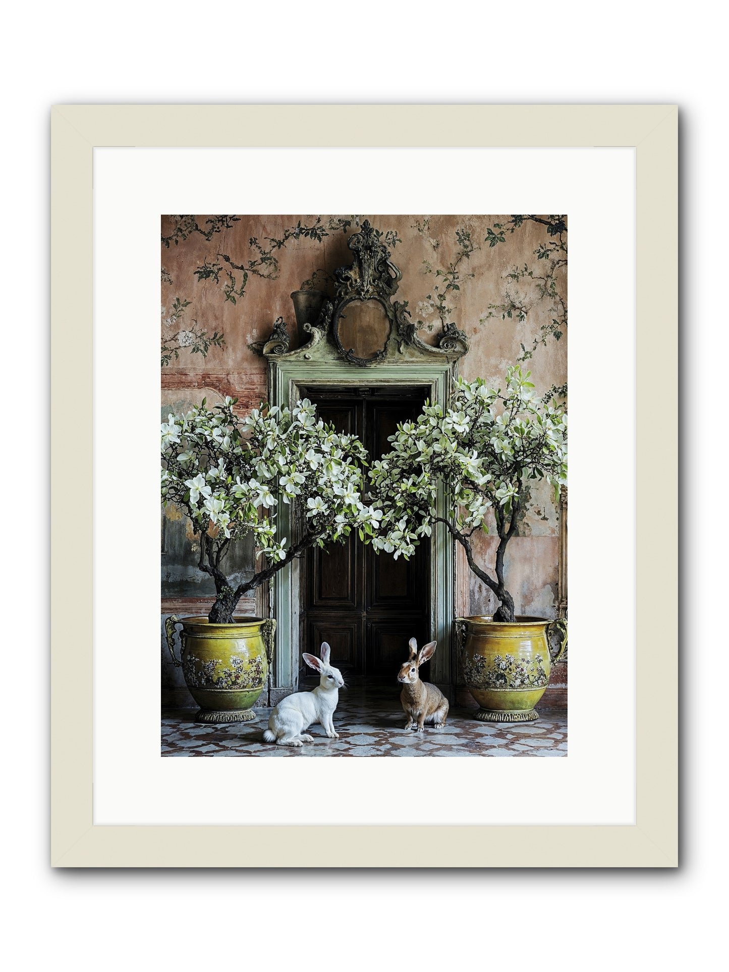 Meadow Court Arrival -- Framed Print - White 12x16