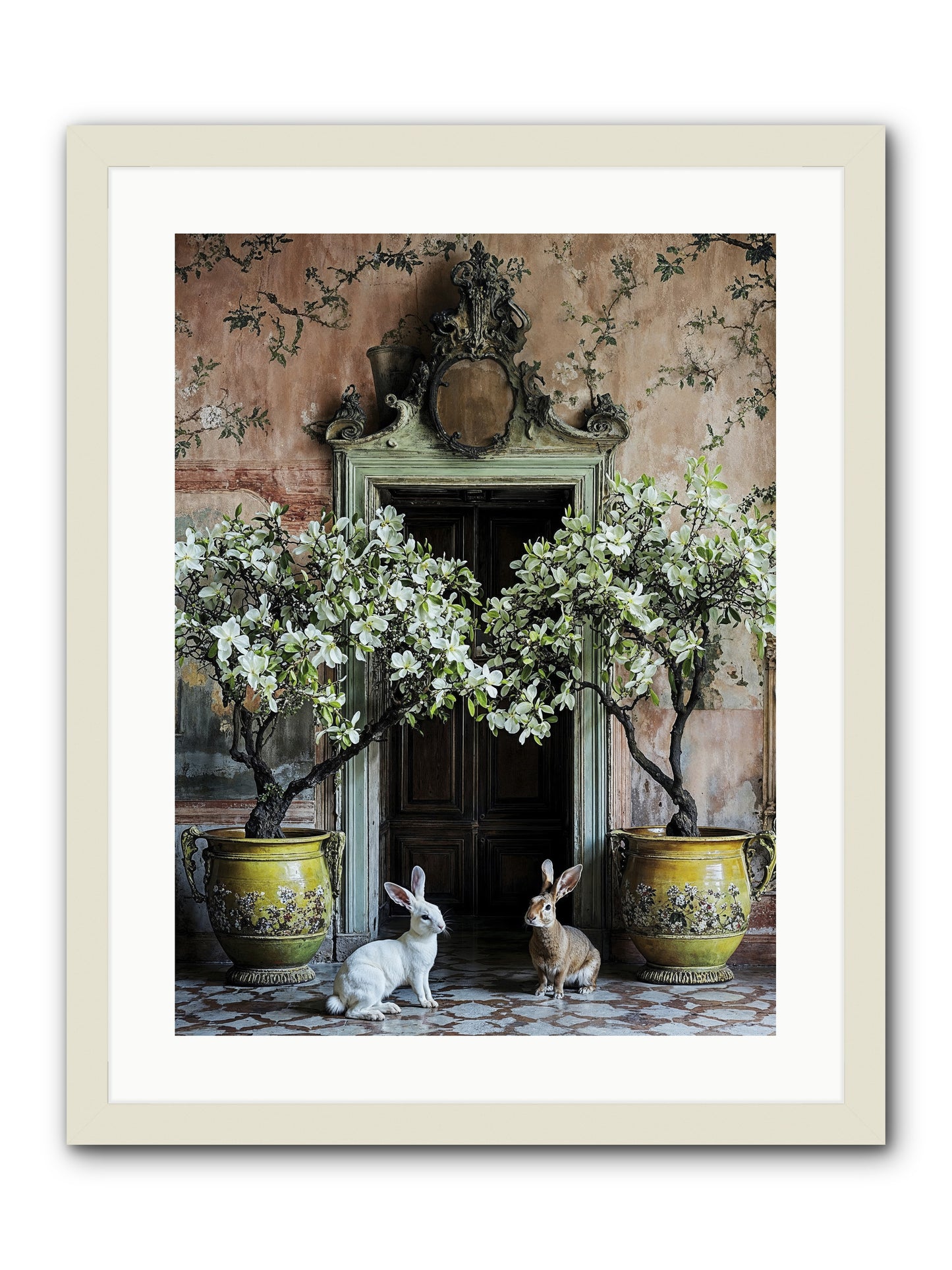 Meadow Court Arrival -- Framed Print - White 18x24