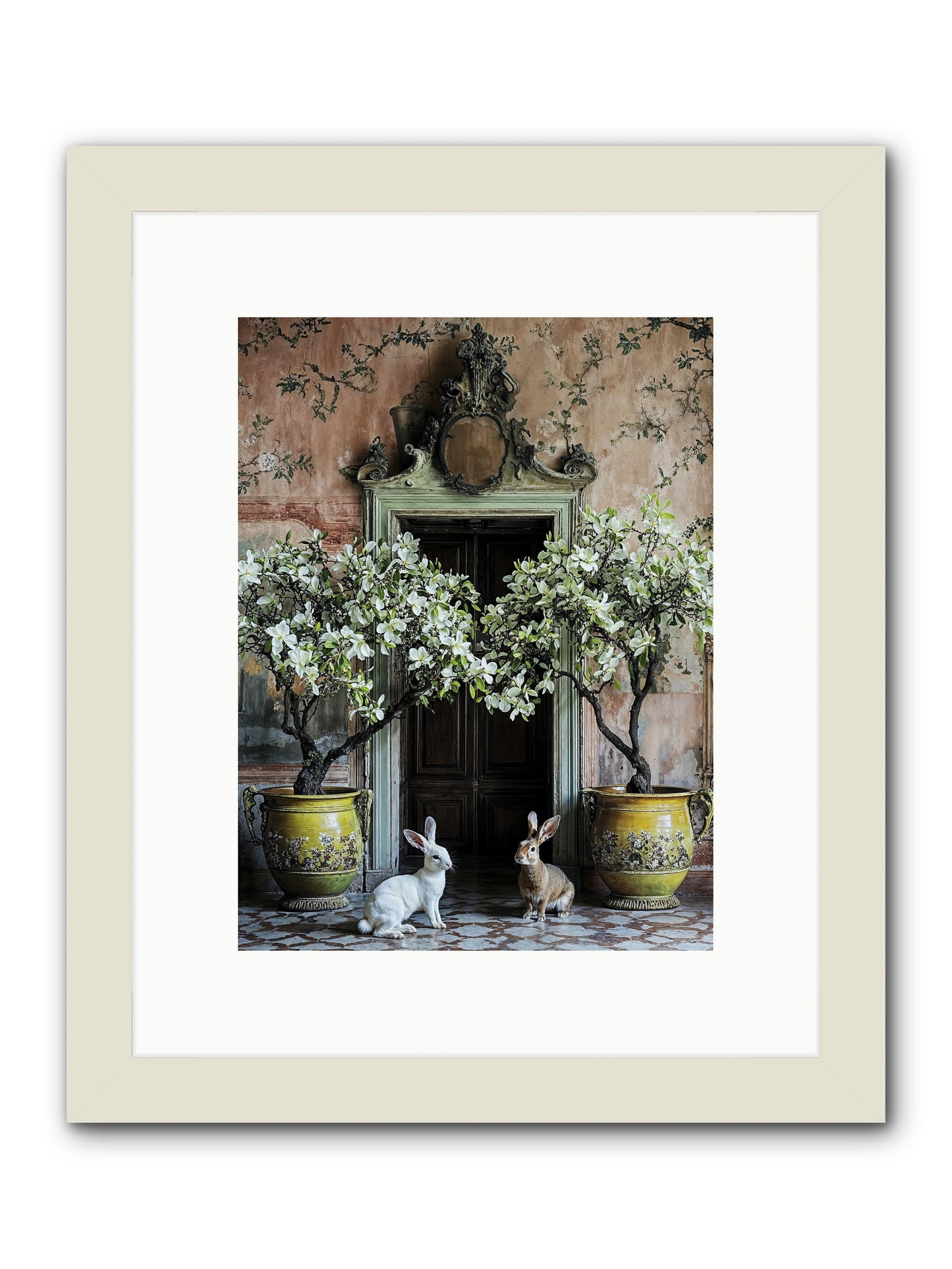 Meadow Court Arrival -- Framed Print - White 9x12