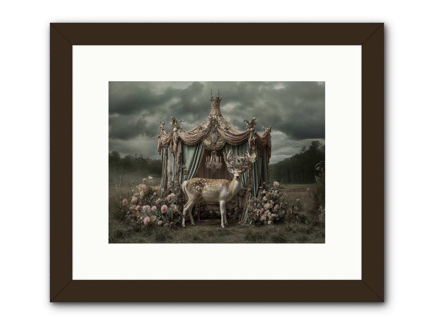 Meadow of Apricot Wind -- Framed Print - Black 12x9