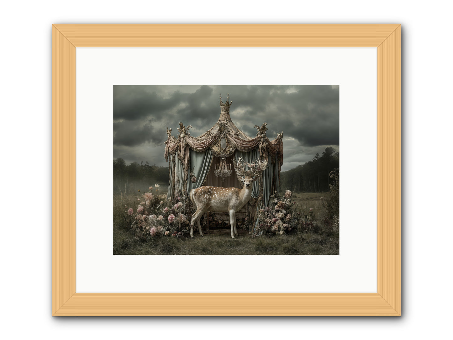 Meadow of Apricot Wind -- Framed Print - Natural 12x9
