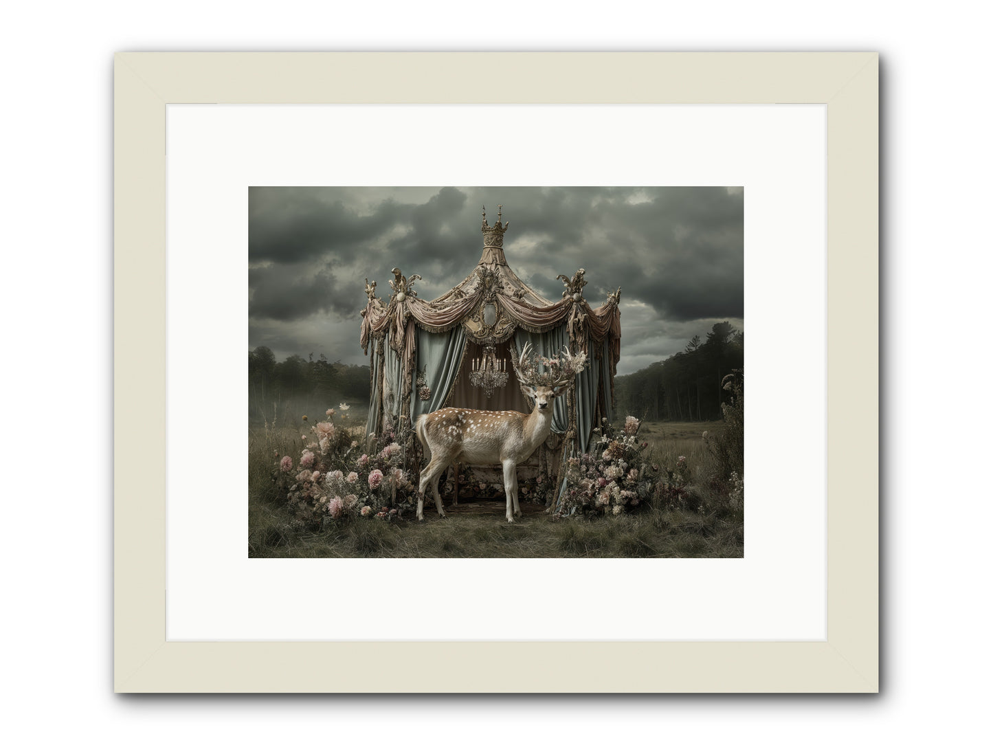 Meadow of Apricot Wind -- Framed Print - White 12x9