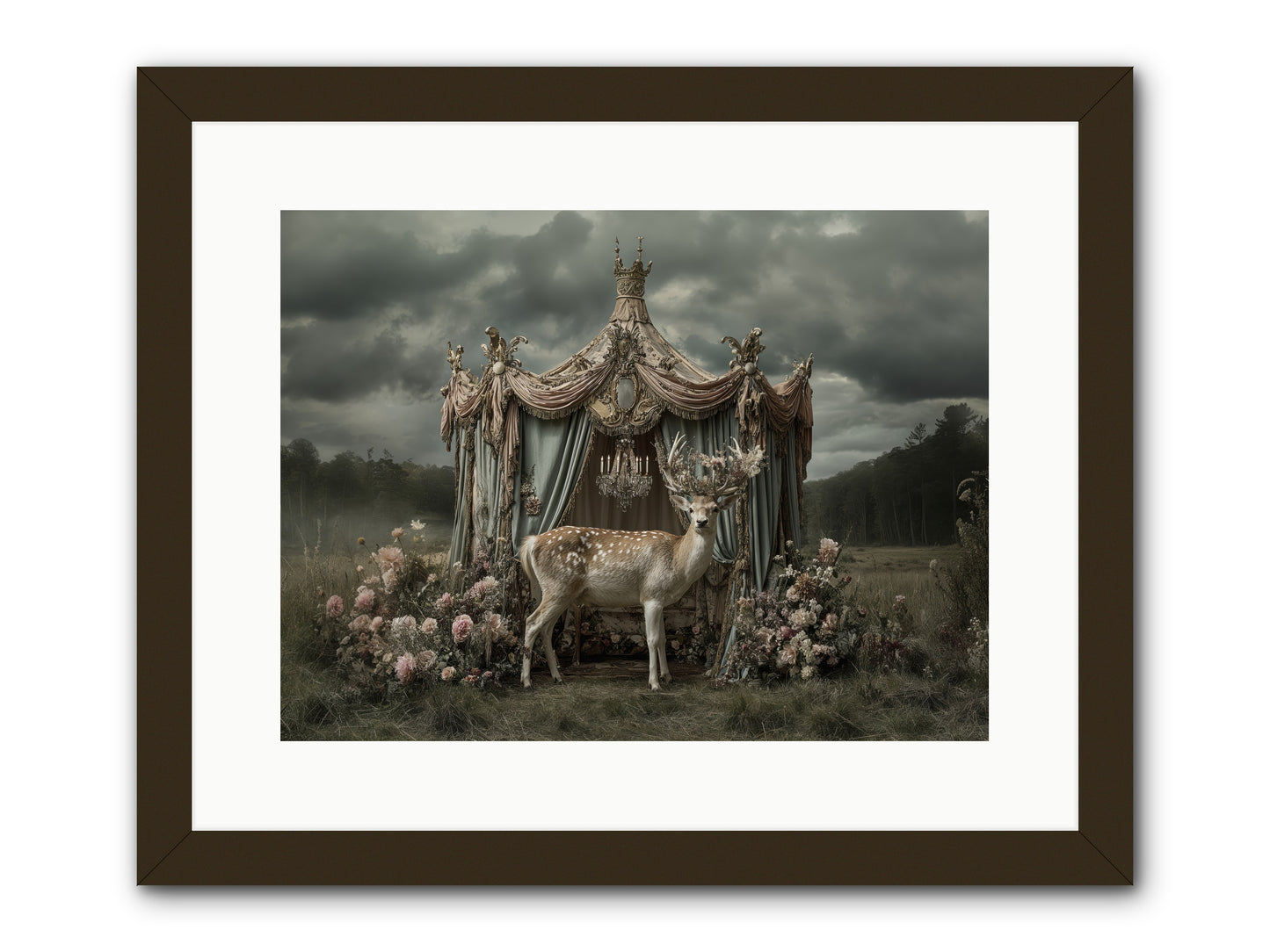 Meadow of Apricot Wind -- Framed Print - Black 16x12
