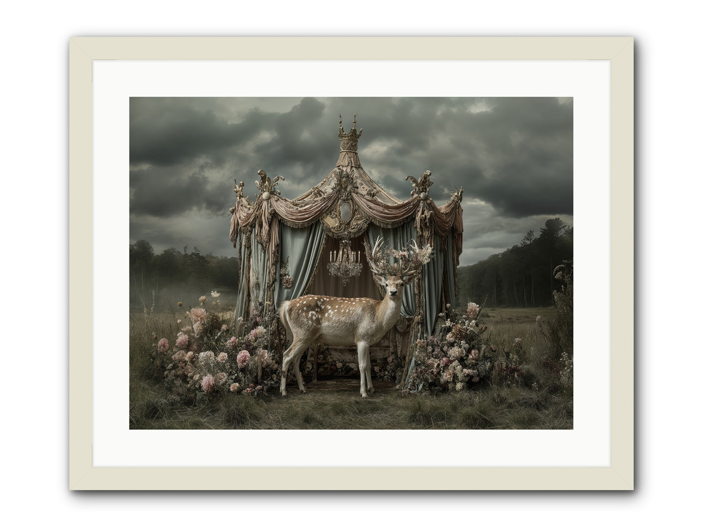 Meadow of Apricot Wind -- Framed Print - White 24x18