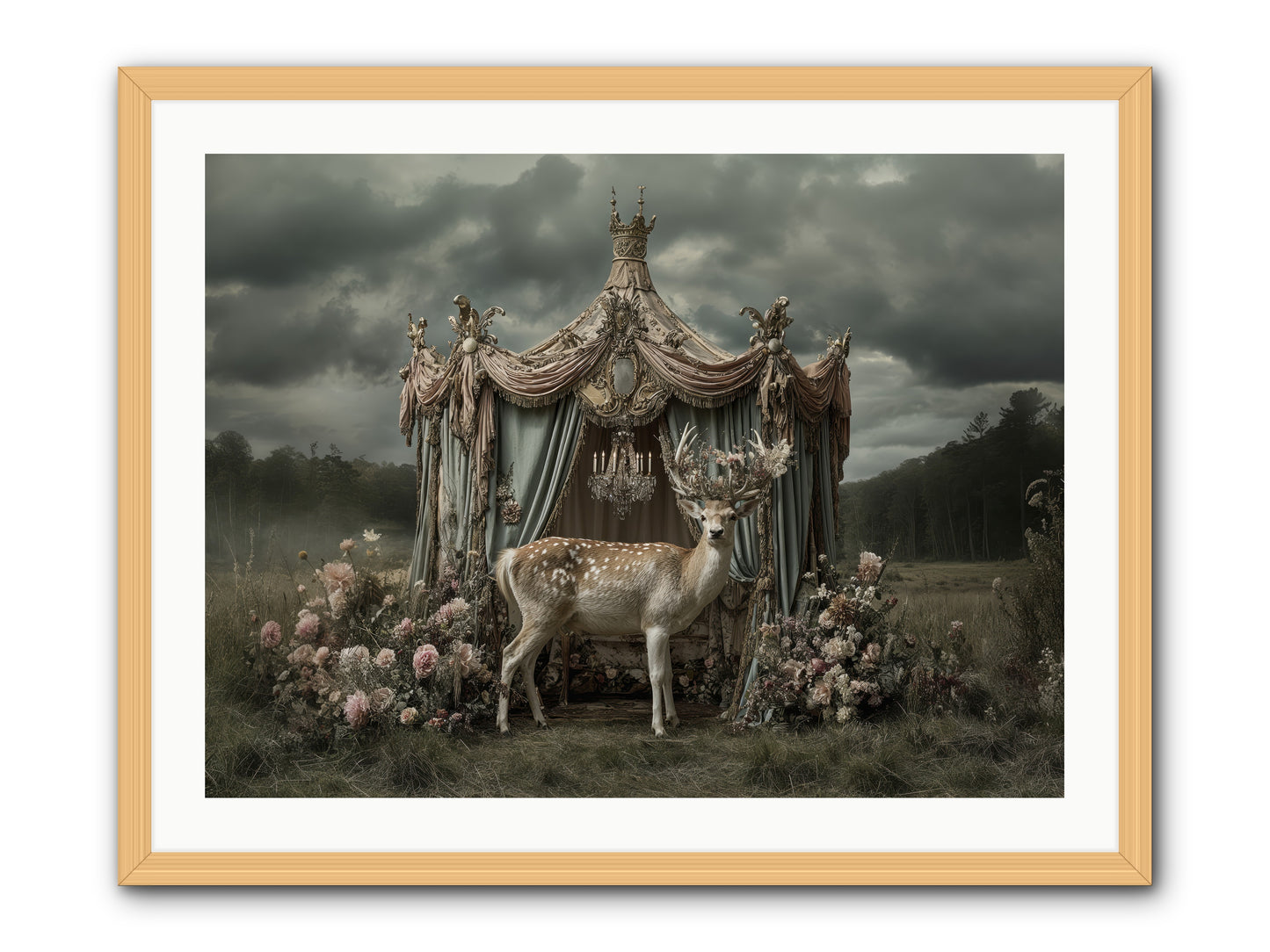 Meadow of Apricot Wind -- Framed Print - Natural 32x24