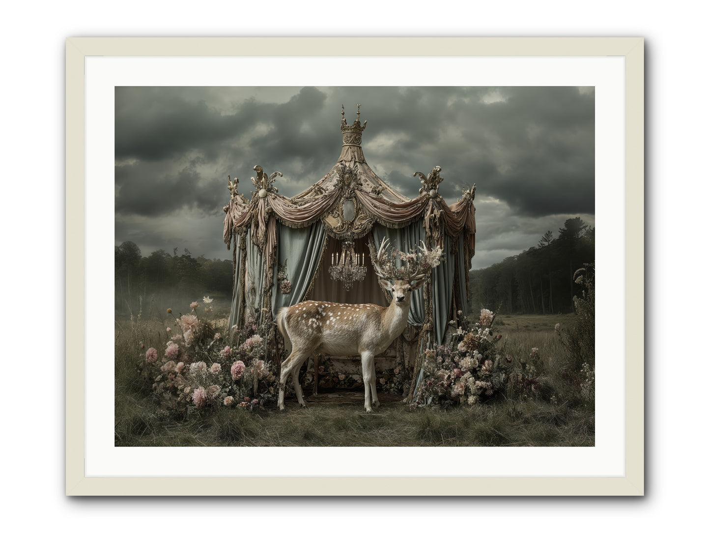 Meadow of Apricot Wind -- Framed Print - White 32x24