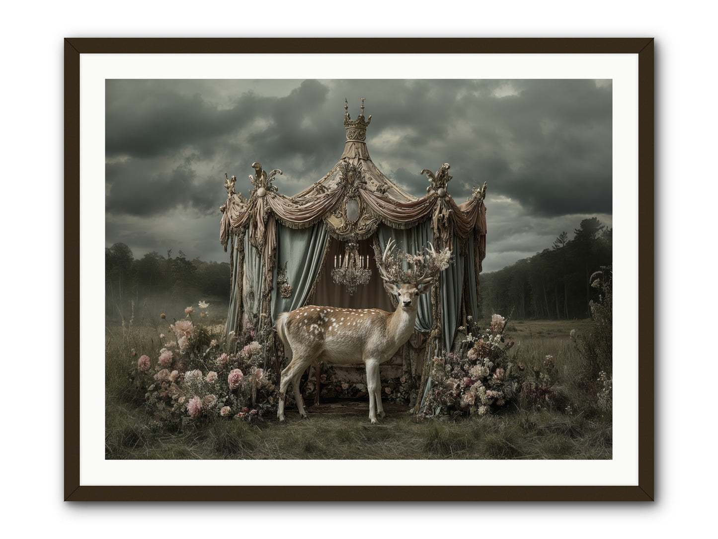 Meadow of Apricot Wind -- Framed Print - Black 40x30