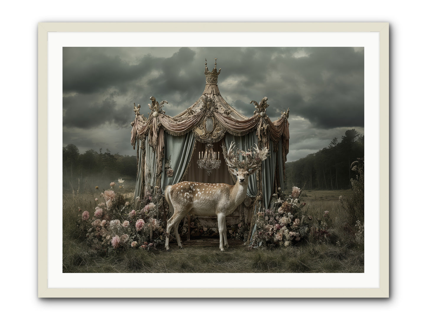 Meadow of Apricot Wind -- Framed Print - White 40x30