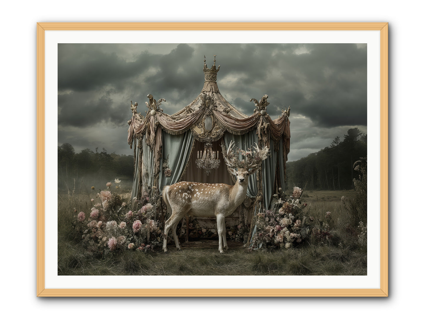 Meadow of Apricot Wind -- Framed Print - Natural 48x36