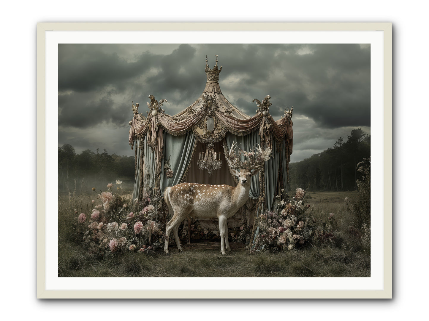 Meadow of Apricot Wind -- Framed Print - White 48x36