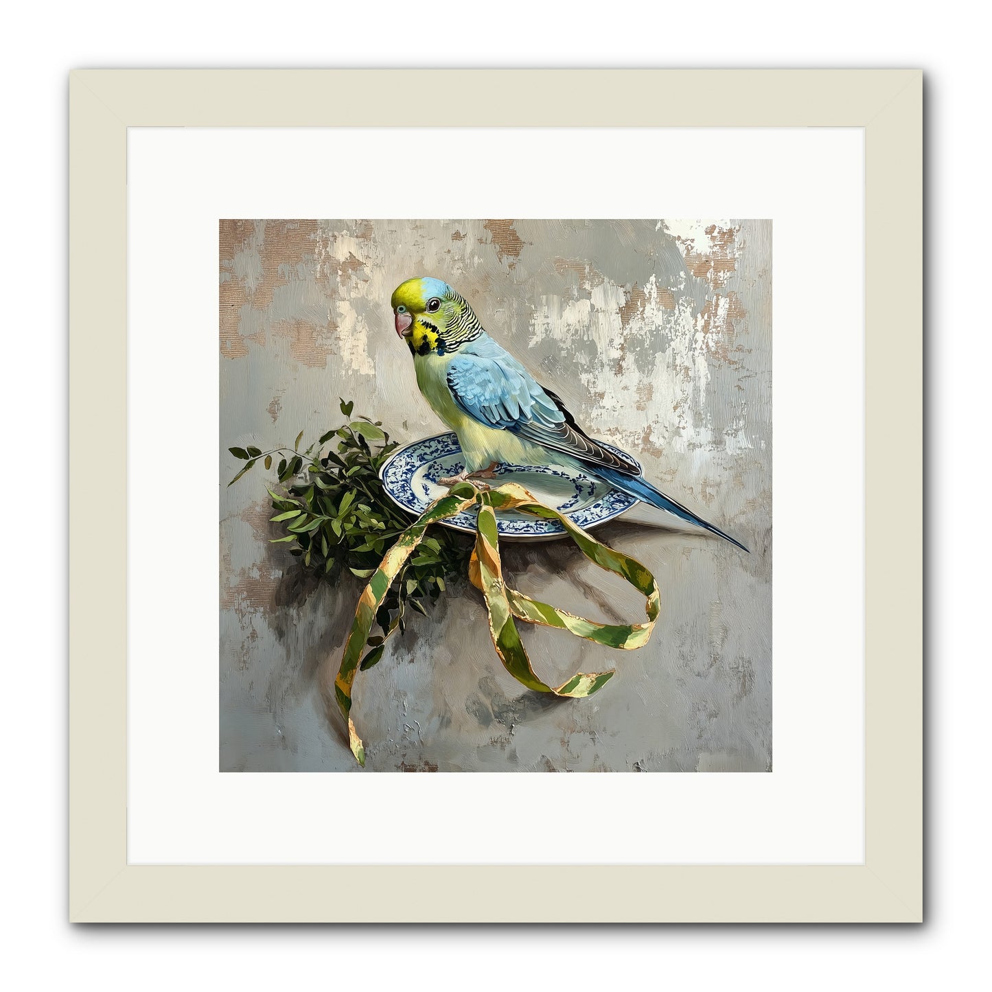 Melodious Perch -- Framed Print - White 12x12