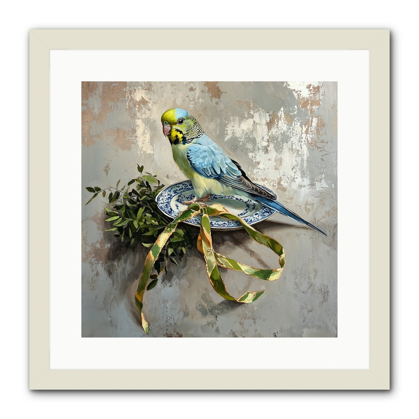 Melodious Perch -- Framed Print - White 16x16