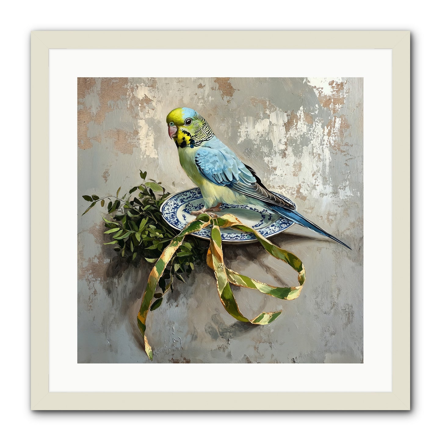 Melodious Perch -- Framed Print - White 20x20