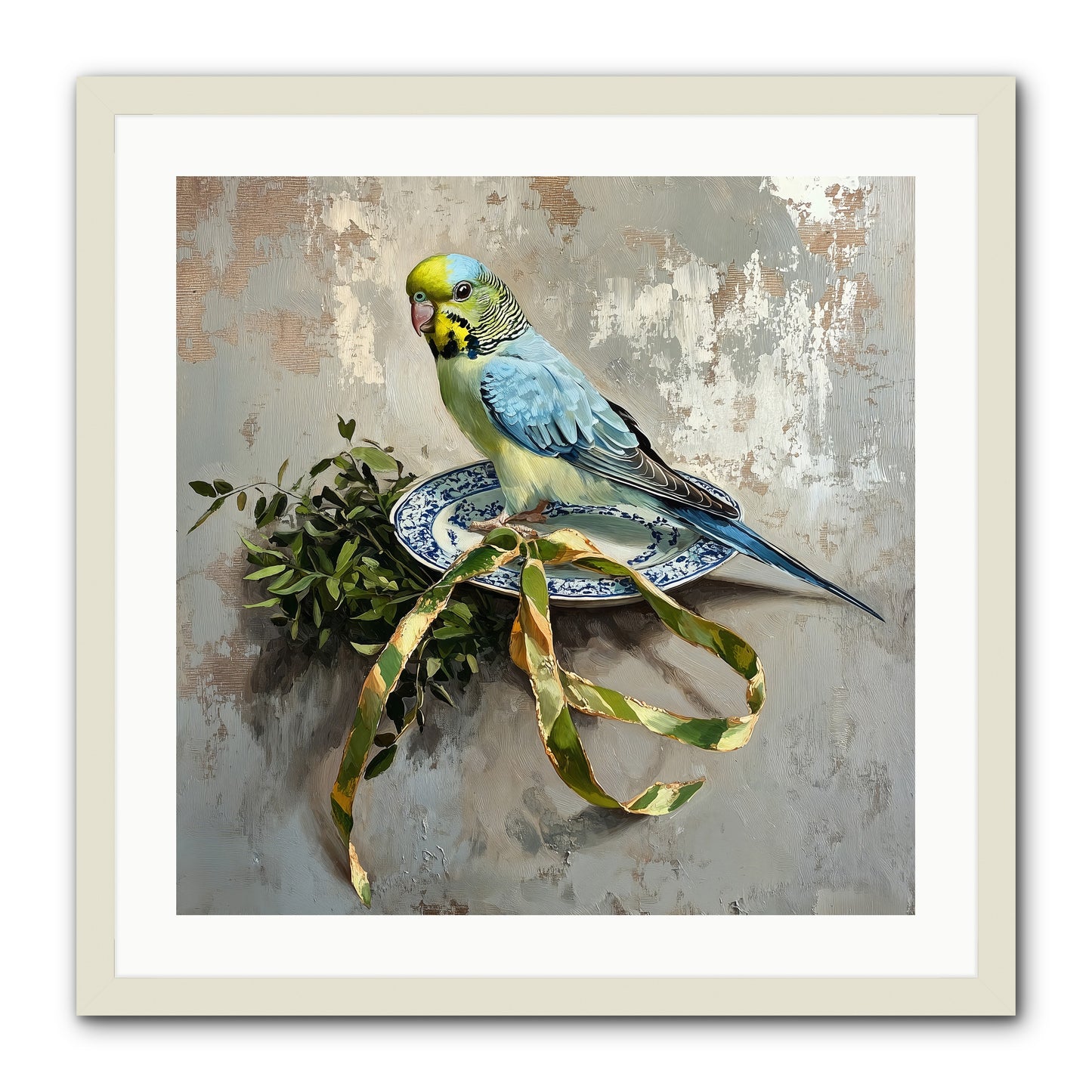 Melodious Perch -- Framed Print - White 24x24