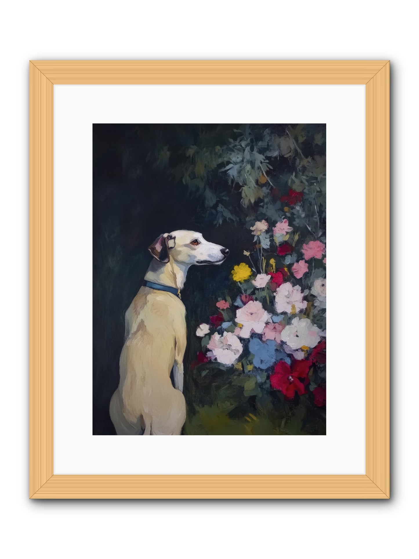 Midnight Bloom Companion -- Framed Print - Natural 12x16