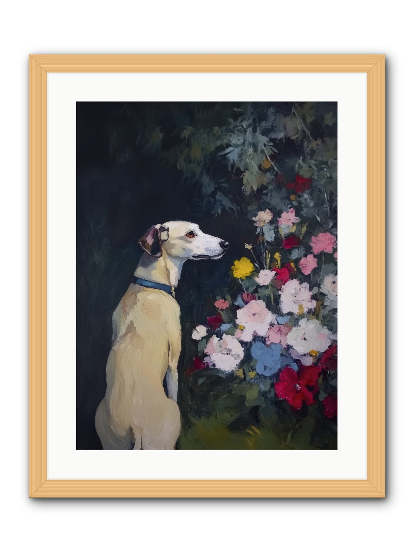 Midnight Bloom Companion -- Framed Print - Natural 18x24
