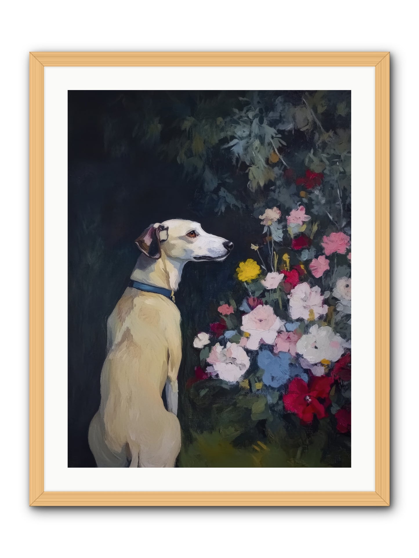 Midnight Bloom Companion -- Framed Print - Natural 24x32