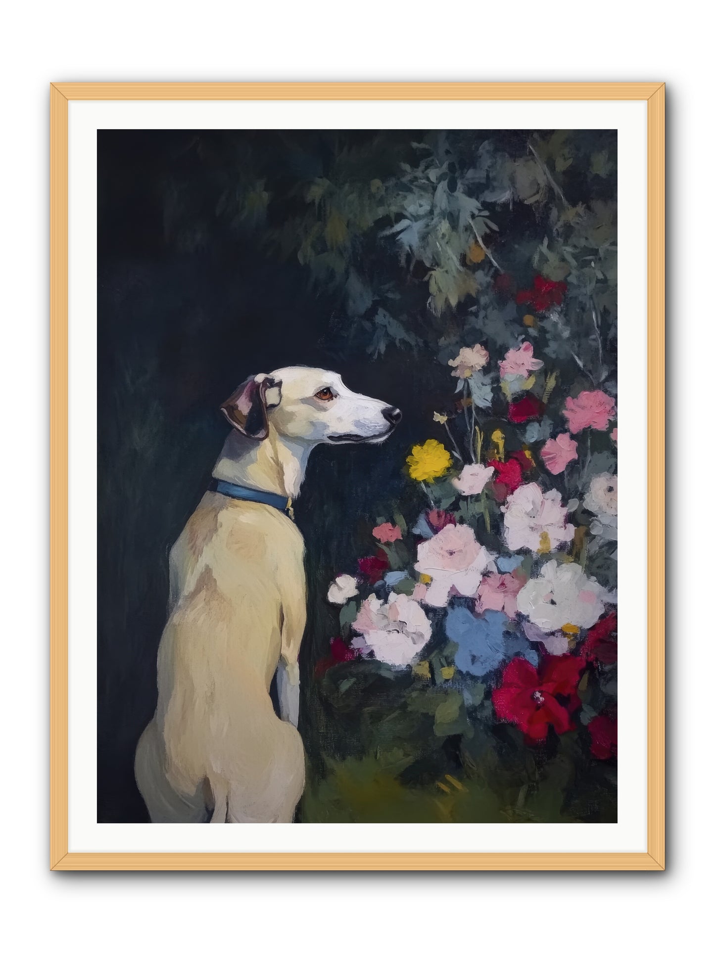 Midnight Bloom Companion -- Framed Print - Natural 36x48