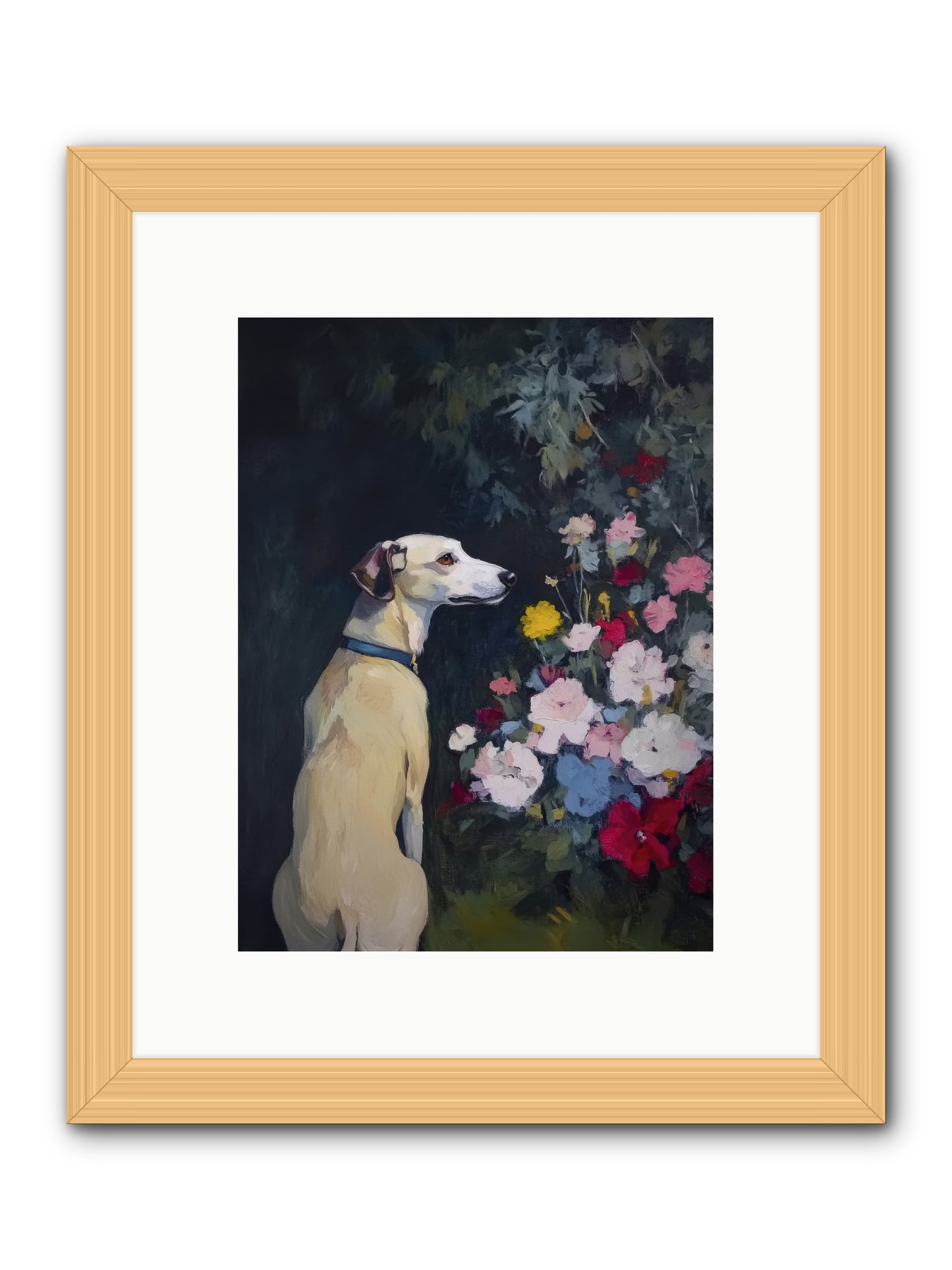 Midnight Bloom Companion -- Framed Print - Natural 9x12