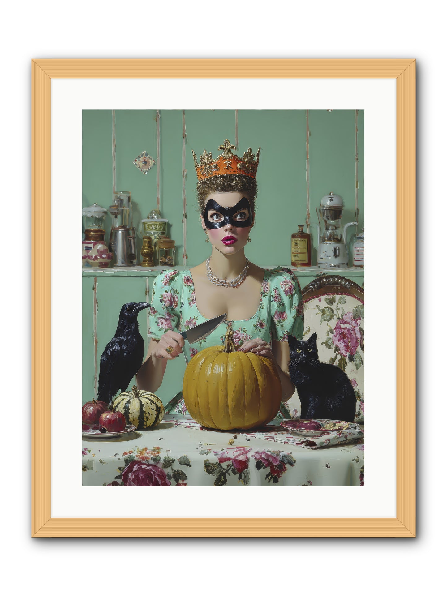 Midnight Cloak & Candles-REZ -- Framed Print - Natural 18x24