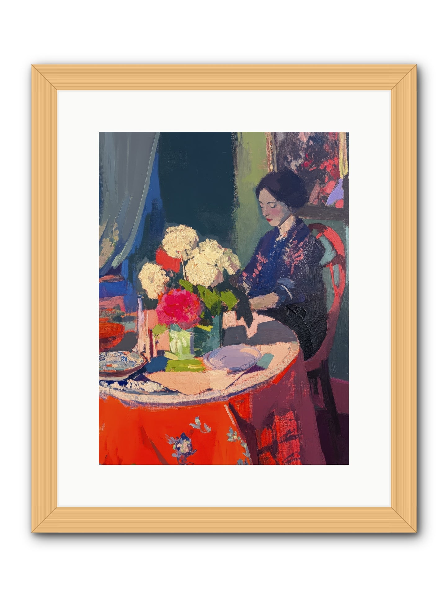 Midnight Finch-REZ -- Framed Print - Natural 12x16