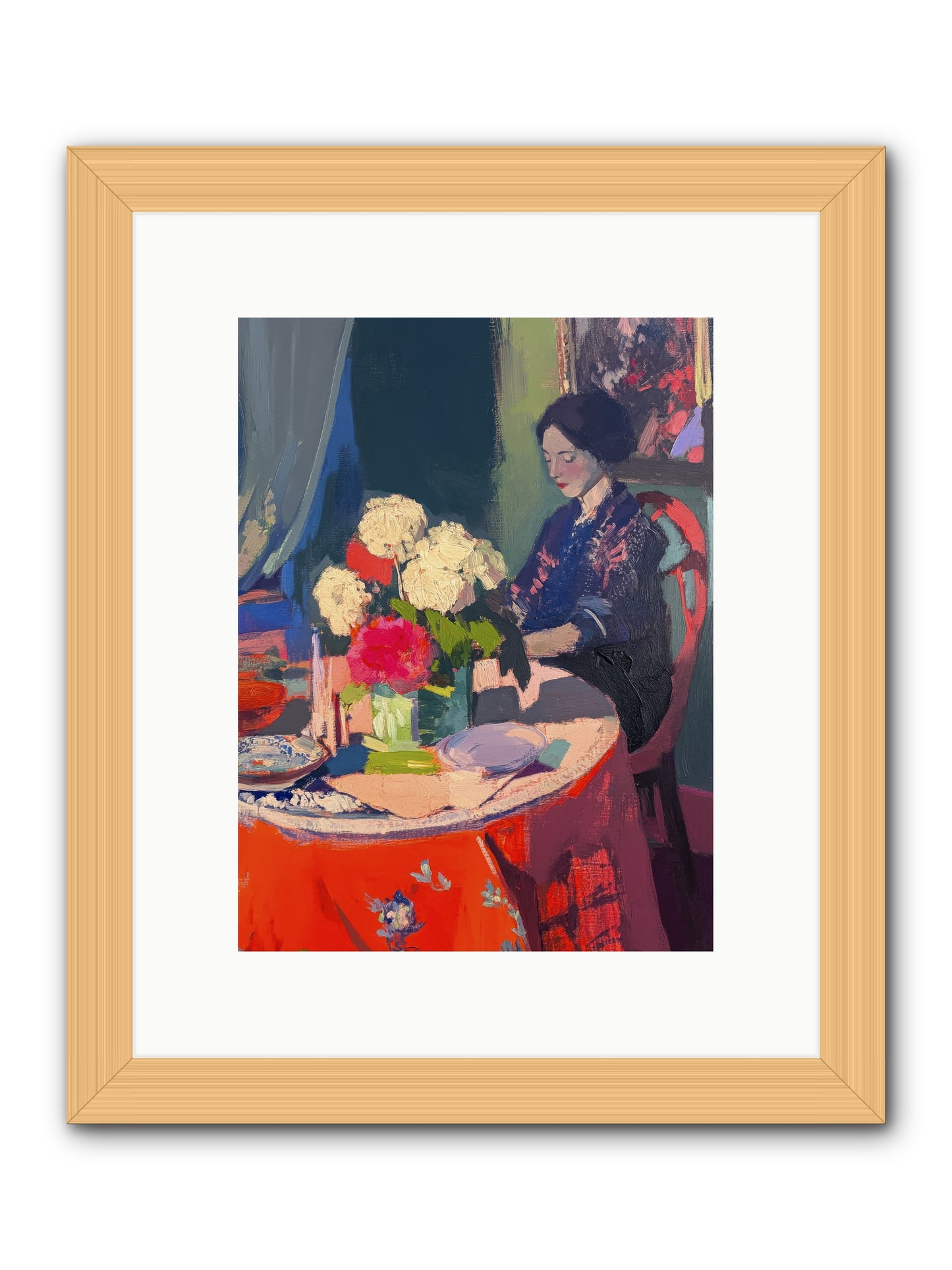 Midnight Finch-REZ -- Framed Print - Natural 9x12