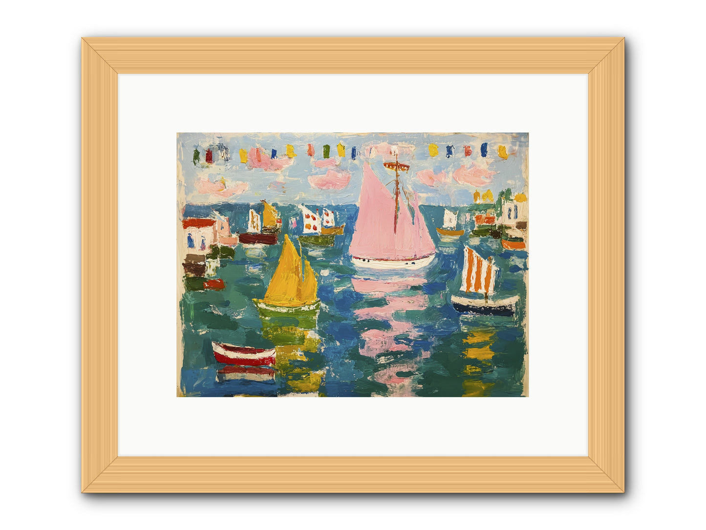 Midnight Sea Magic -- Framed Print - Natural 12x9