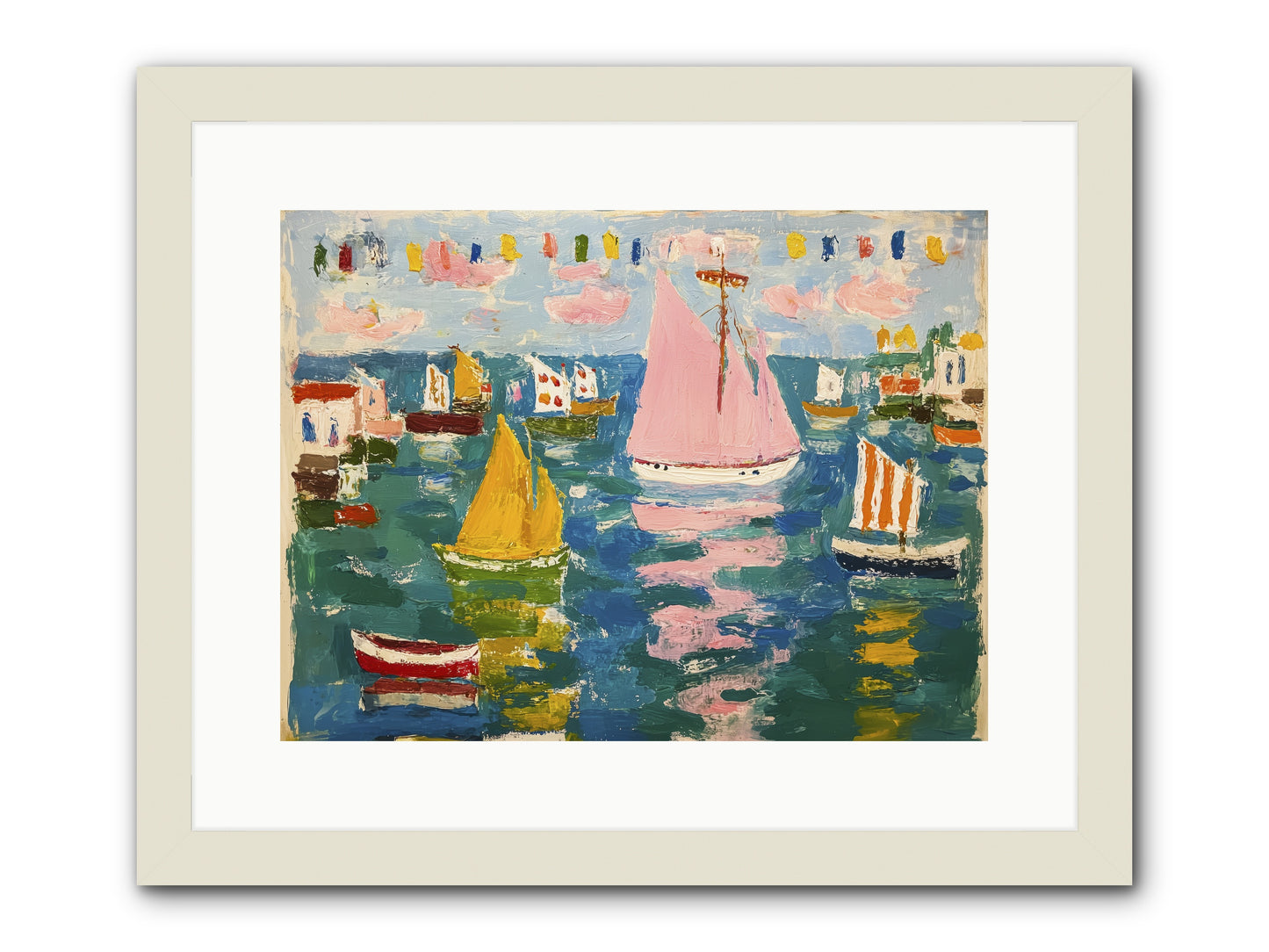 Midnight Sea Magic -- Framed Print - White 16x12