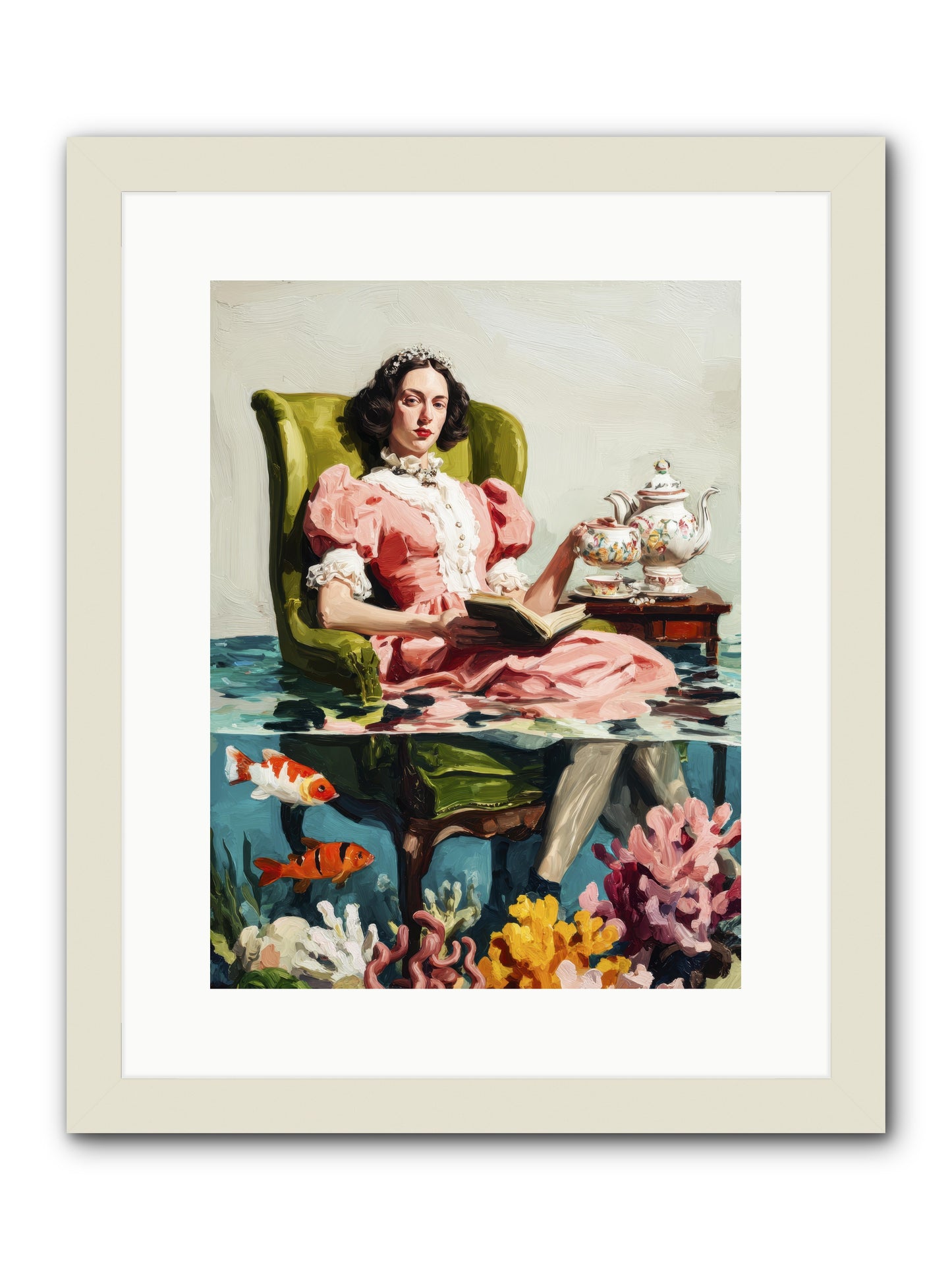 Midnight at Marguerite’s -- Framed Print - White 12x16