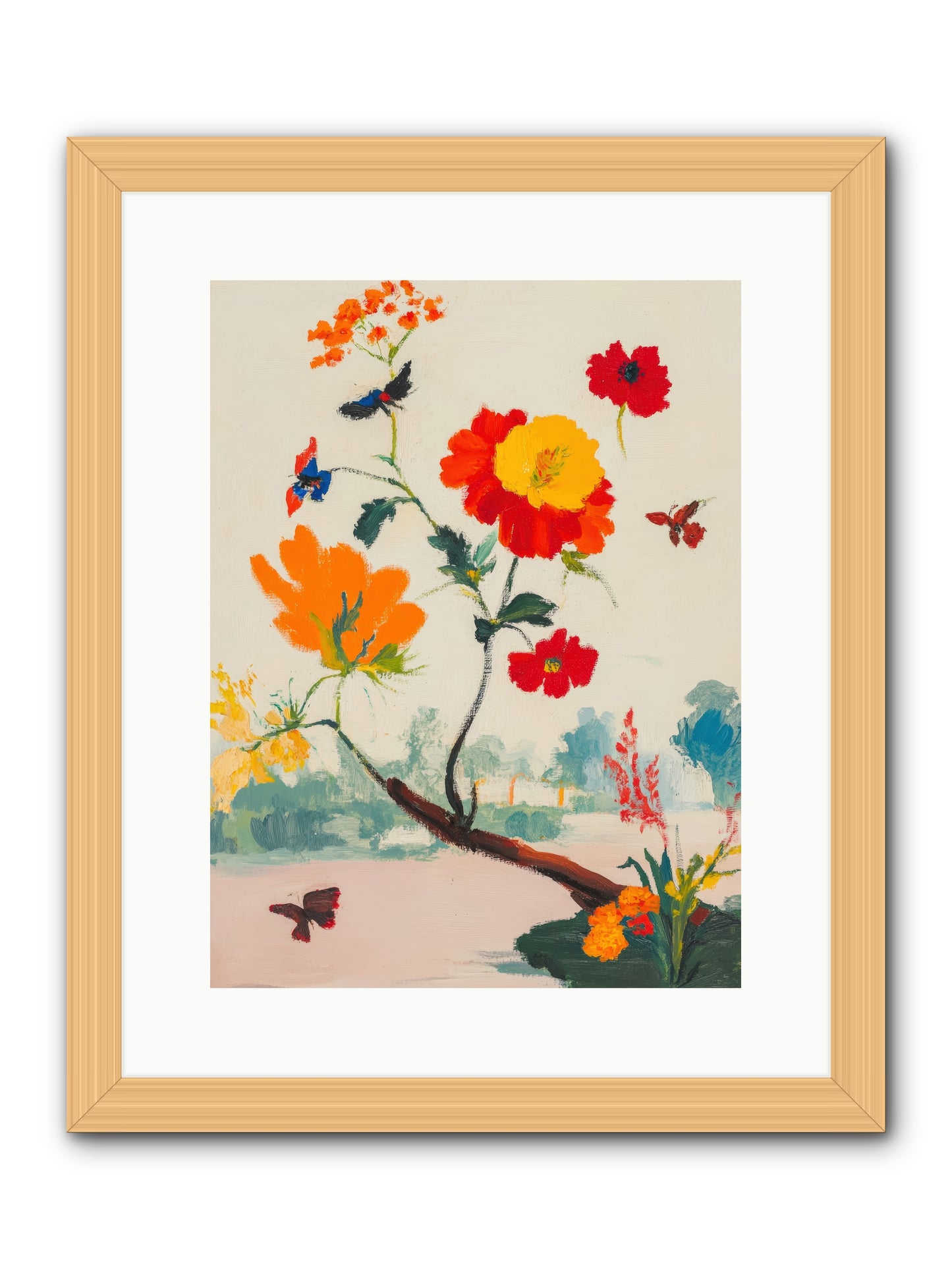 Midsummer Bloom-REZ -- Framed Print - Natural 12x16