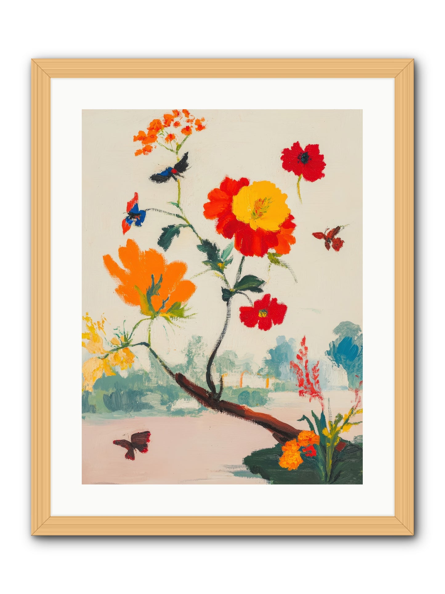 Midsummer Bloom-REZ -- Framed Print - Natural 18x24