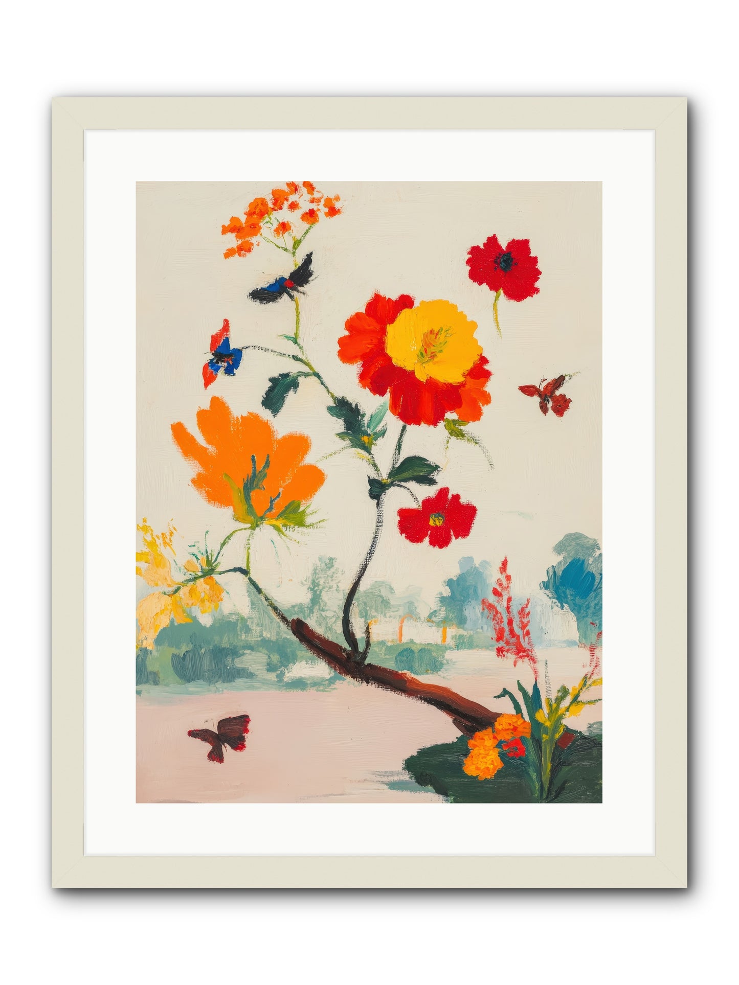 Midsummer Bloom-REZ -- Framed Print - White 18x24