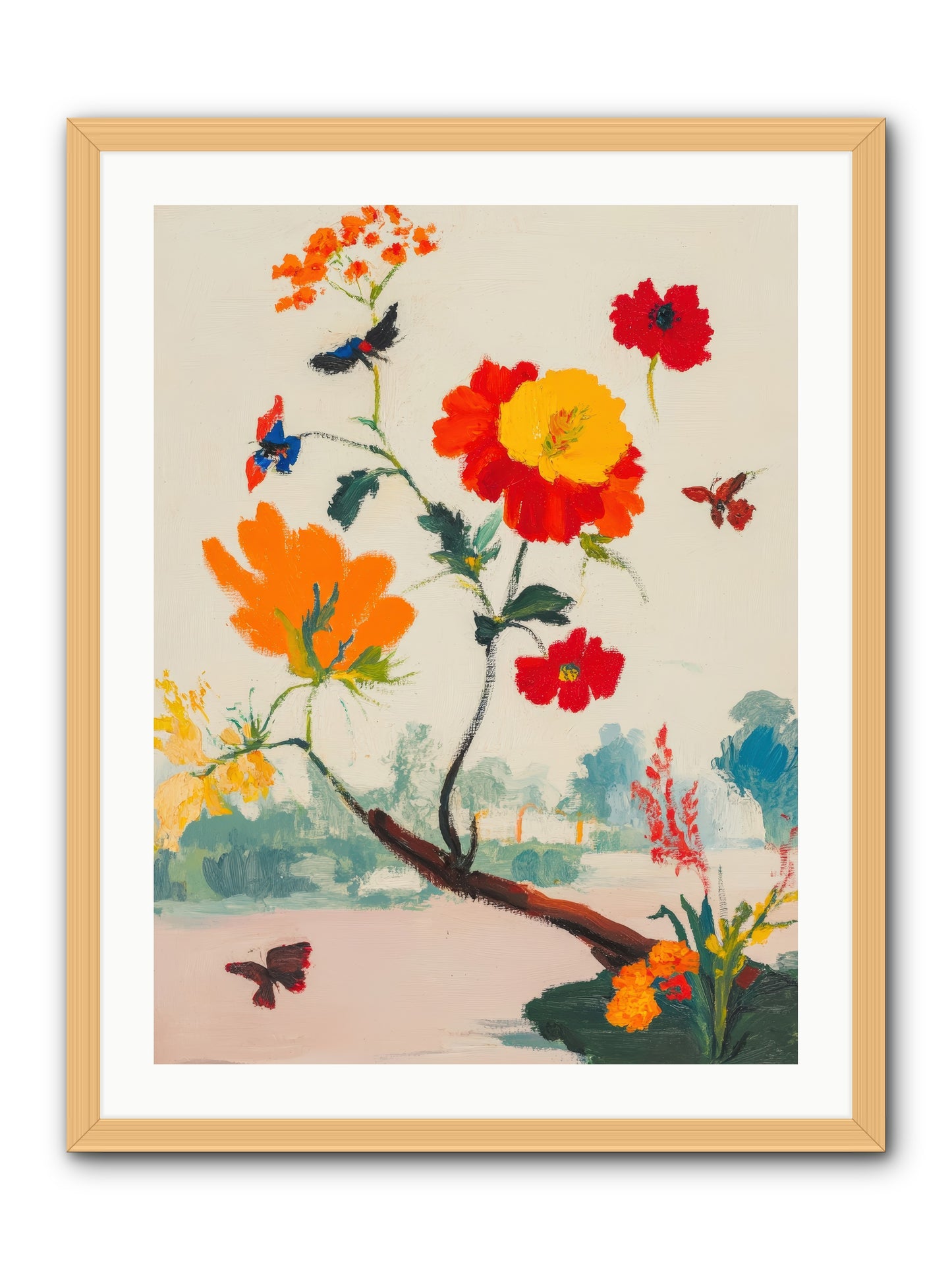 Midsummer Bloom-REZ -- Framed Print - Natural 24x32