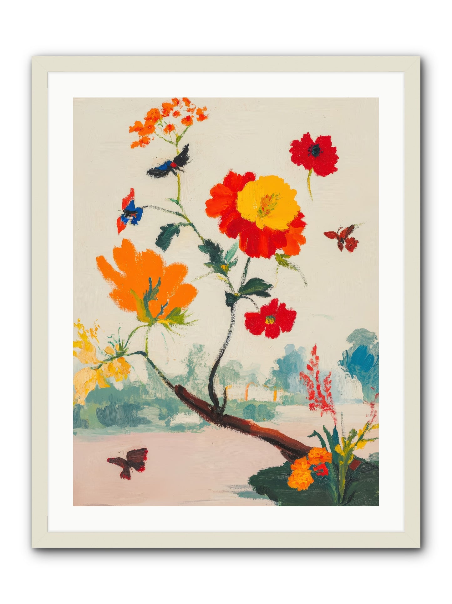 Midsummer Bloom-REZ -- Framed Print - White 24x32