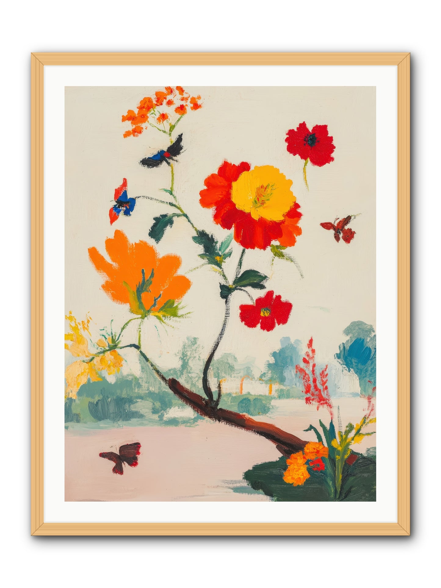 Midsummer Bloom-REZ -- Framed Print - Natural 30x40
