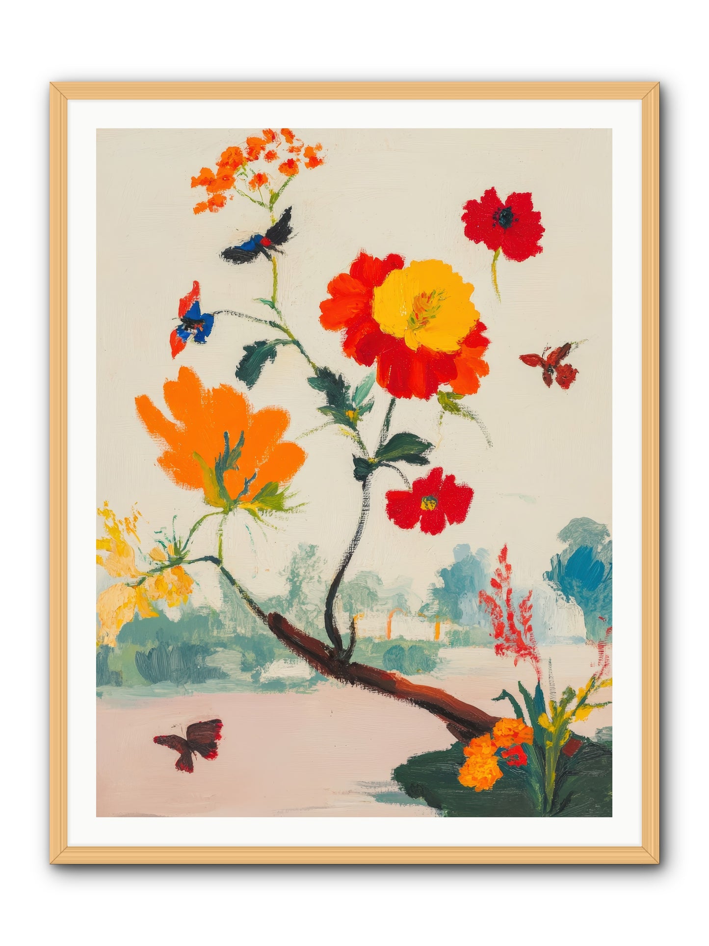 Midsummer Bloom-REZ -- Framed Print - Natural 36x48