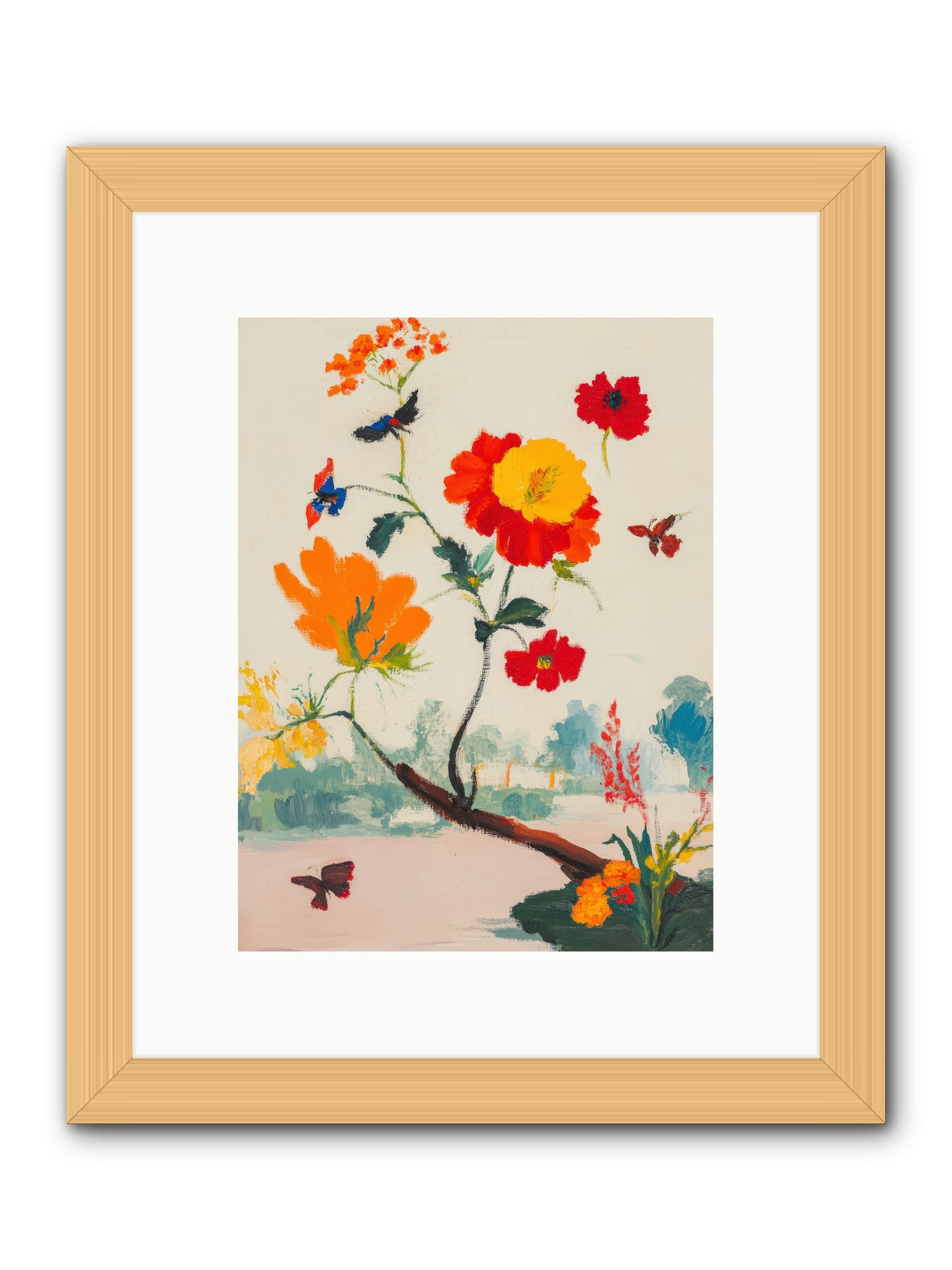 Midsummer Bloom-REZ -- Framed Print - Natural 9x12